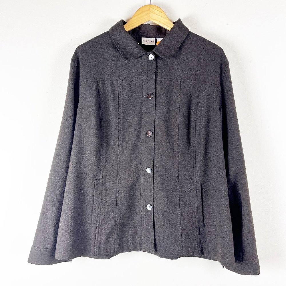 2/$30 Chico's Dark Brown Button Down Jacket 3